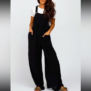 🆕🌿🖤KORI: Black Wide Leg Overalls MEDIUM